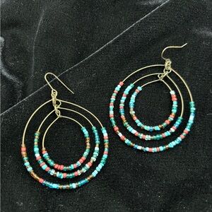 Bohemian Multicolor Beaded Hoop Earrings